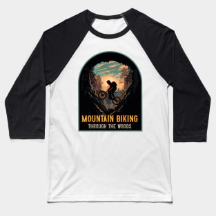 Mountain biking through the woods Baseball T-Shirt